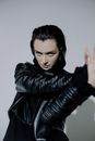 Woman in Black Leather Jacket