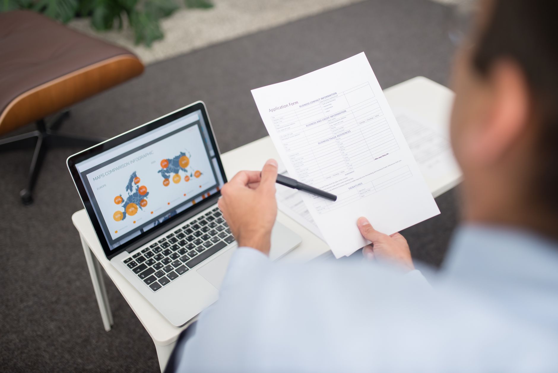 B2B Sales Data Mining: How to Find Better Leads 3 Sales professional reviewing B2B sales data mining results and warm introduction matches on screen