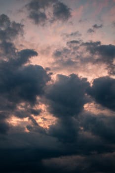 Captivating dramatic sunset in Bandırma, Türkiye with dark cloud formations.