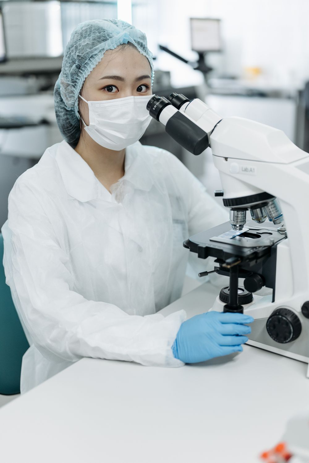 Cytology microscope examination in pathology laboratory