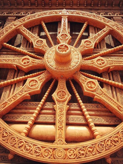 Golden Carved Chariot Wheel