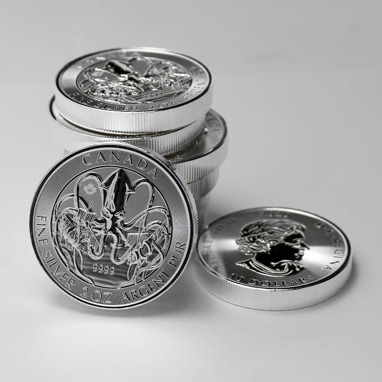 Silver And Gold Round Coins