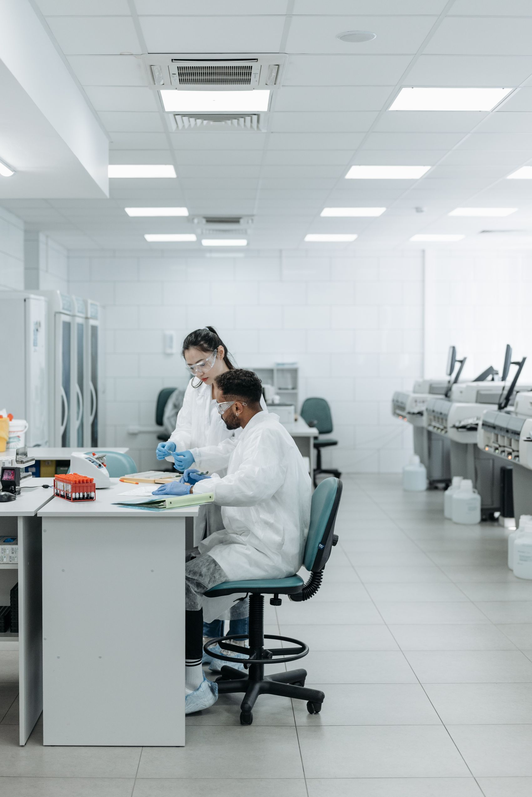 Scientists collaborating in a laboratory