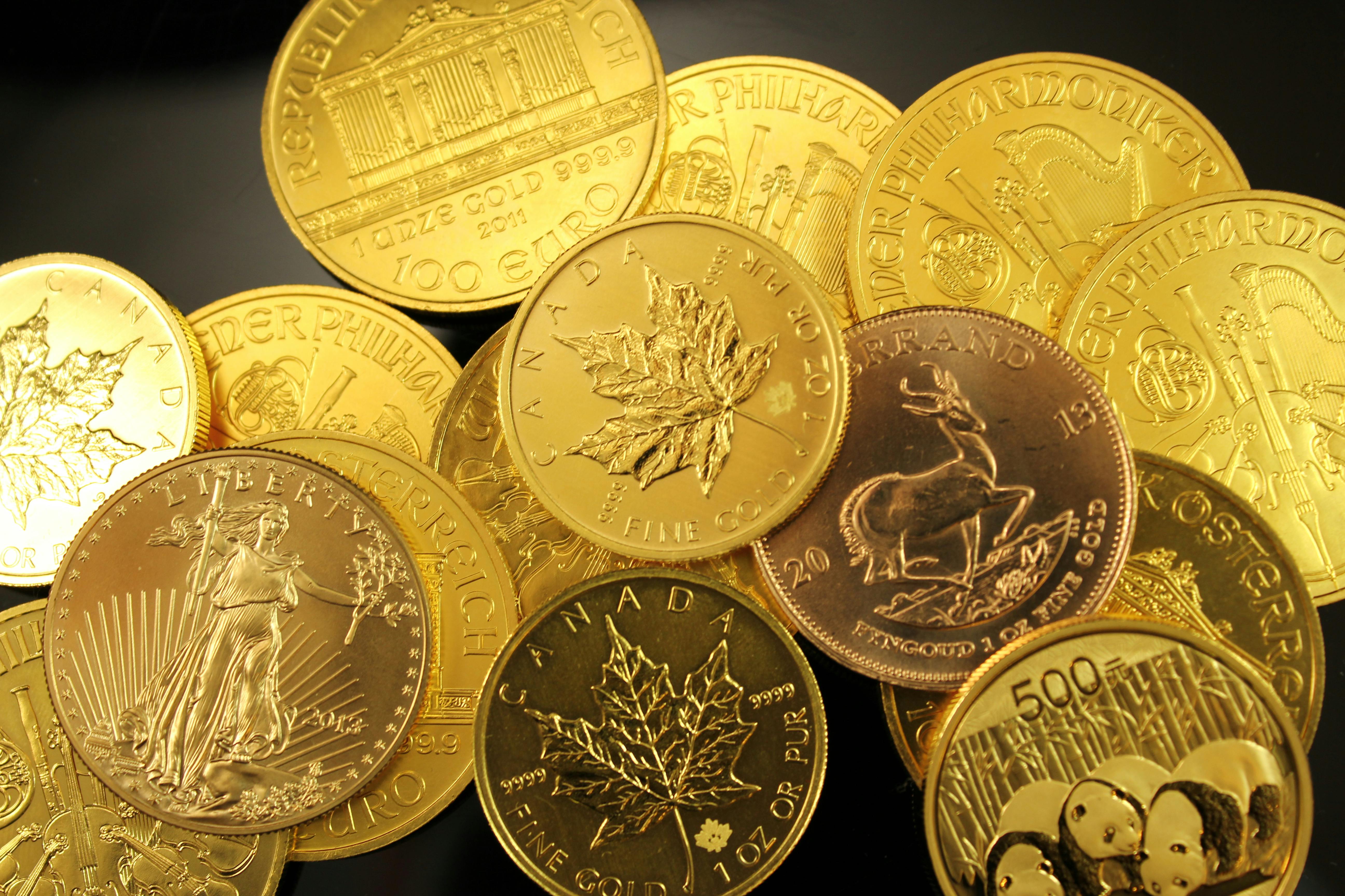 close up photo of gold round coins