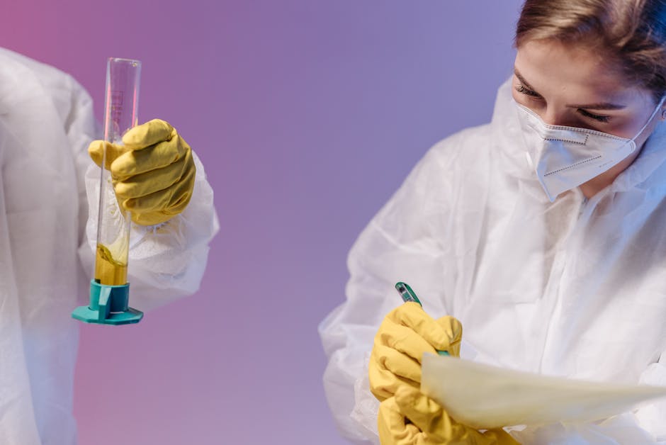 Laboratory testing of cannabis products with equipment and scientists analyzing samples - Delta 8 legal status Laboratory testing of cannabis products with equipment and scientists analyzing samples - Delta 8 legal status