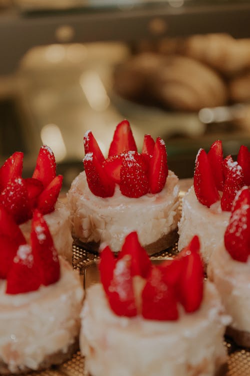 Cup Cakes with Strawberries on Top