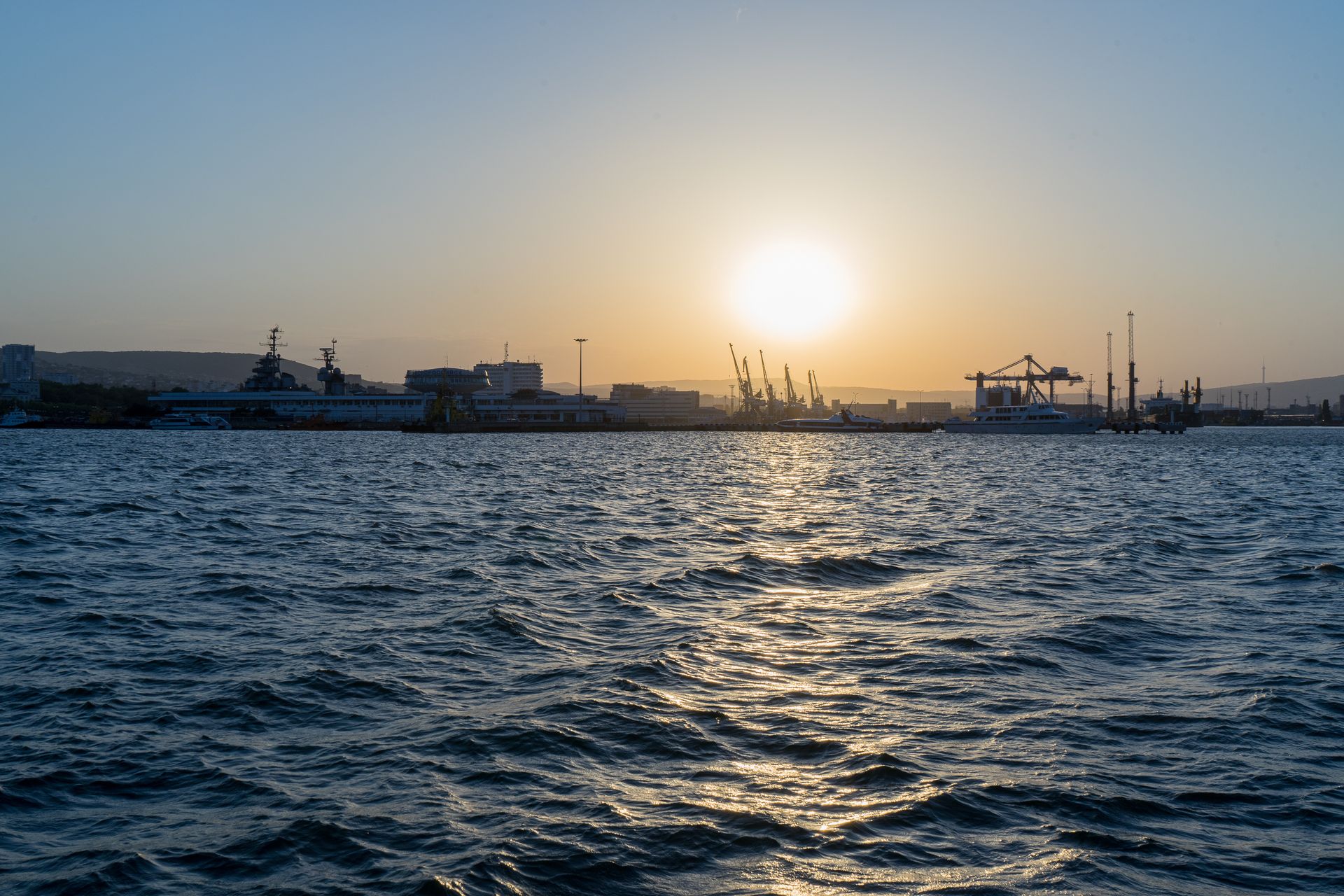 Kingston, Jamaica harbour and city skyline.