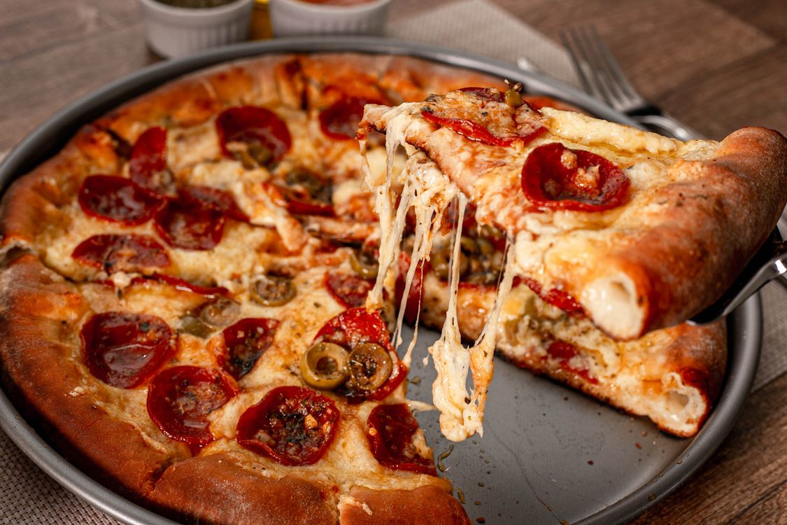close-up of a stuffed crust pizza slice
