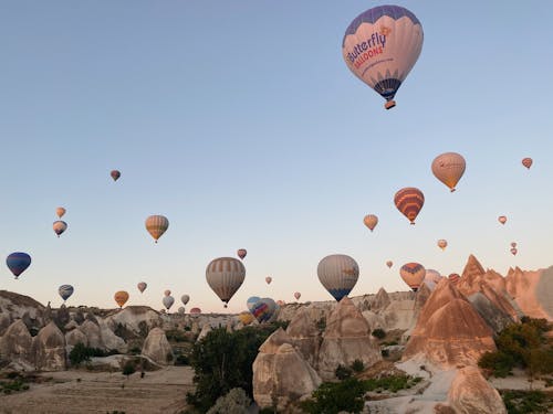 hindi, kapadokya, sıcak hava balonları içeren Ücretsiz stok fotoğraf
