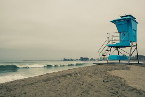 Blue Lifeguard Tower at the Beach