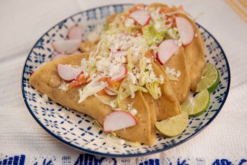 Close-Up Photo of Mouth-Watering Tacos on a Plate