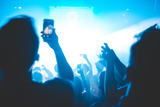 Vivid nightclub scene with a lively audience enjoying a dynamic concert.
