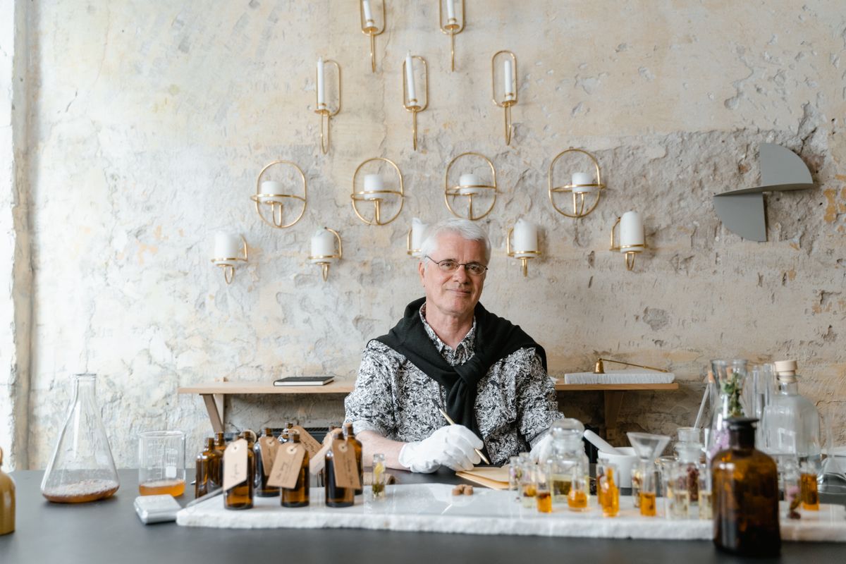 Perfumer at work in the atelier