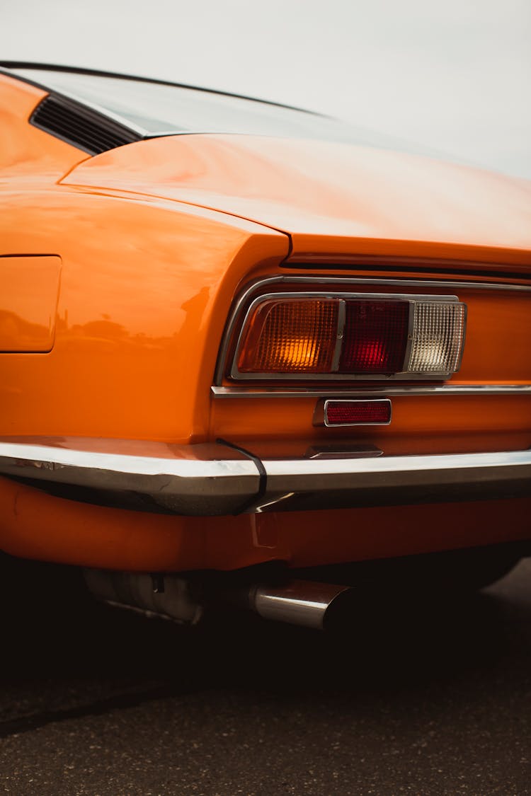 Back View Of An Orange Car