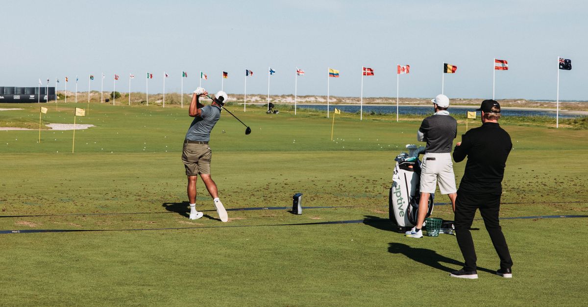 LIV Golf UK 2026 viewing guide released; MyGolfSpy names America's 10 worst courses Two golfers practicing on Kiawah Island's scenic course, showcasing flags and rolling greens.