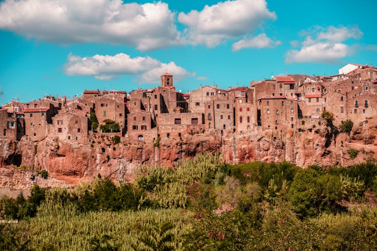 Small Tuscany Village On Cliff