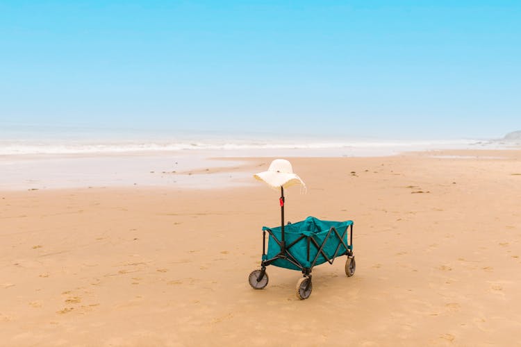 A Sun Hat On A Beach Cart