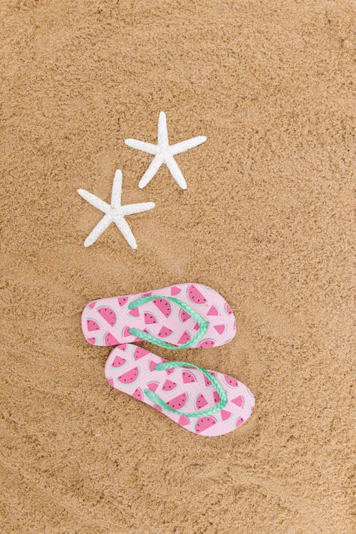 Flip Flops and Starfish on the Sand