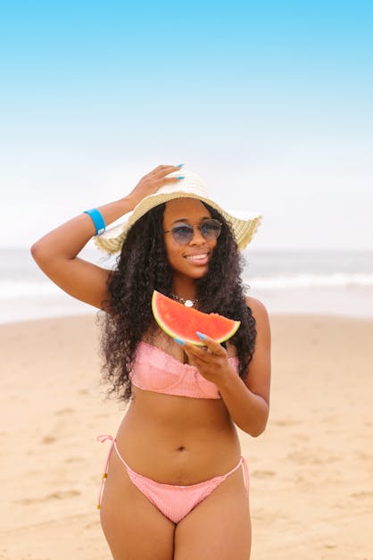 Premium Photo  A woman in a swimsuit with the word melon on the