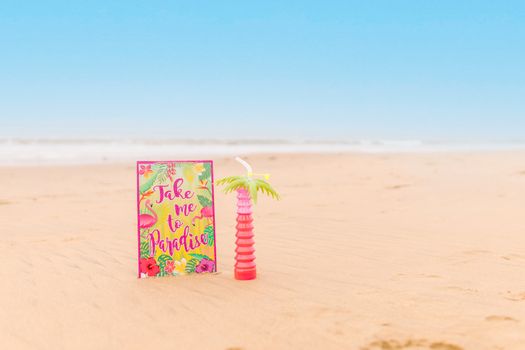 Happy Birthday Greeting Card on Beach Sand