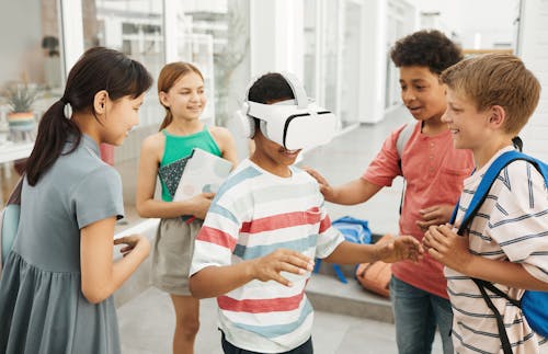 A Young Boy Wearing Vr Headset
