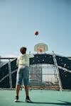 Free Kid Shooting a Ball to a Basketball Hoop Stock Photo