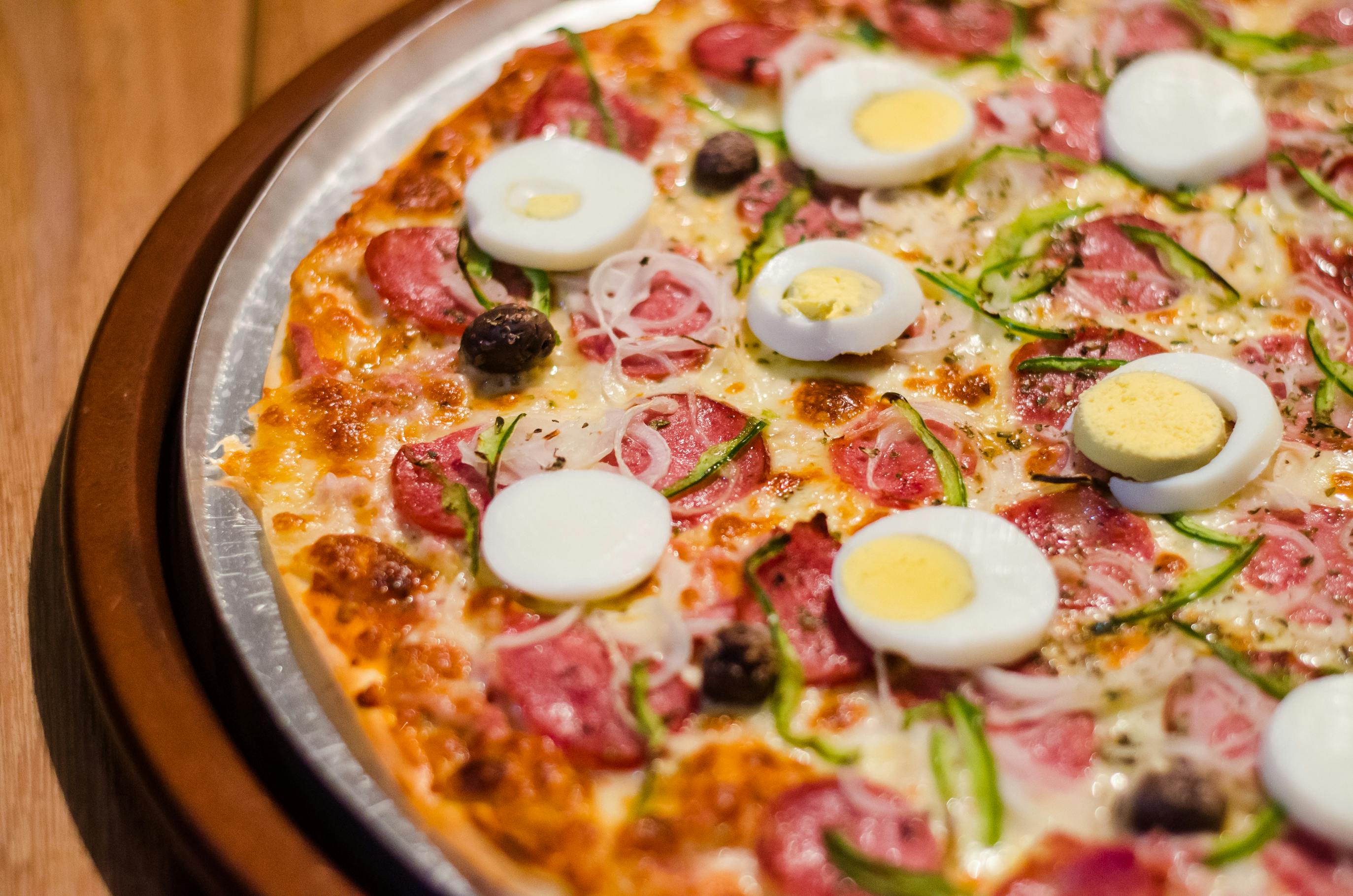 pepperoni pizza with eggs