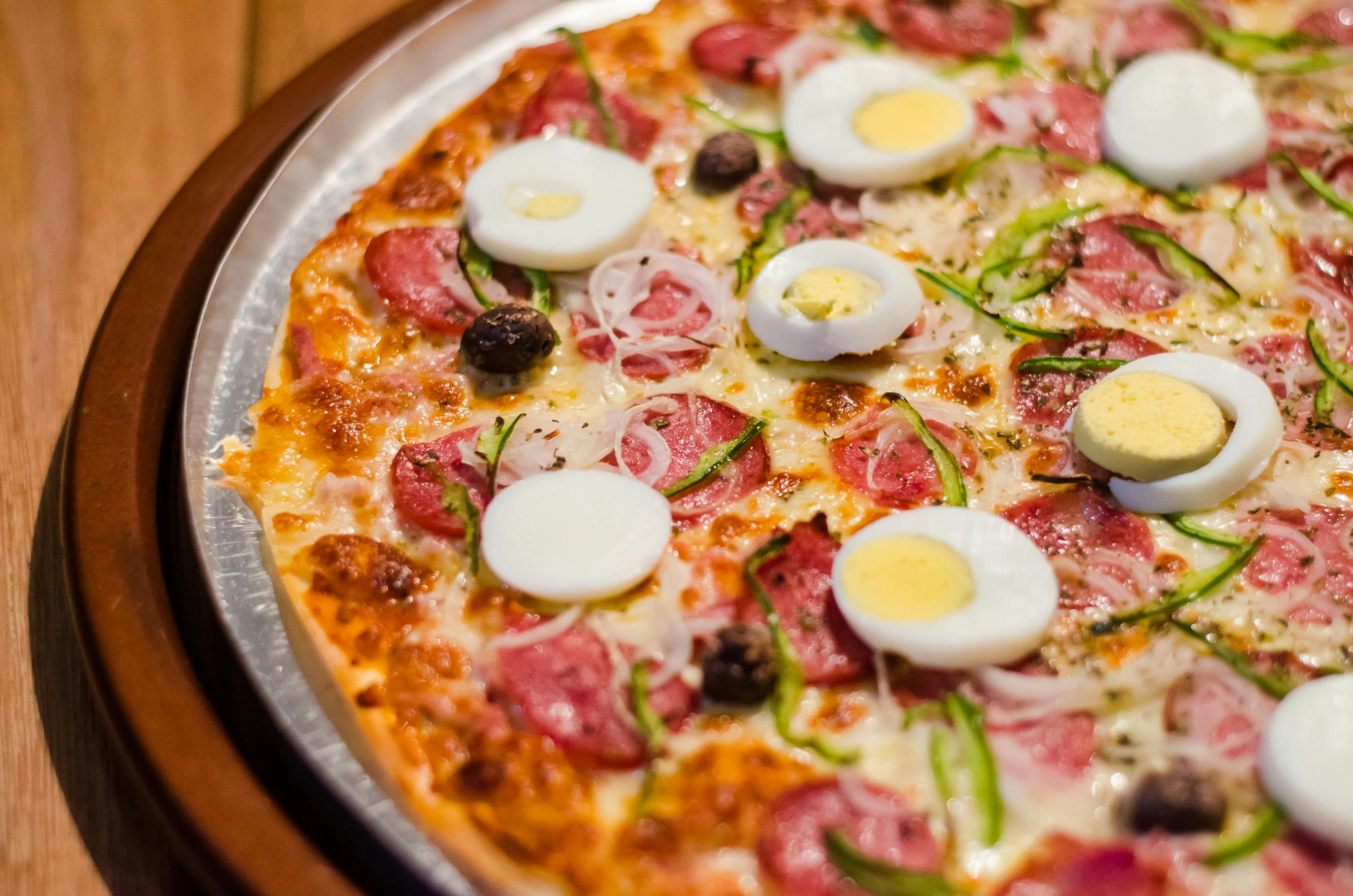 Pepperoni Pizza With Eggs · Free Stock Photo