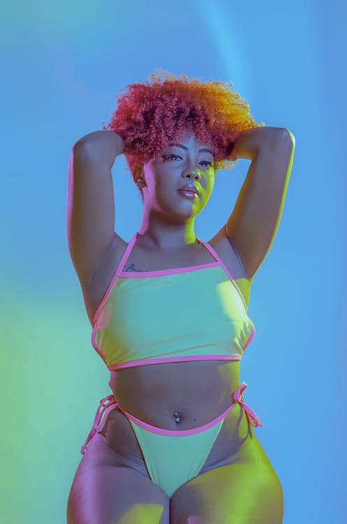 Woman Wearing Neon Color Swimwear