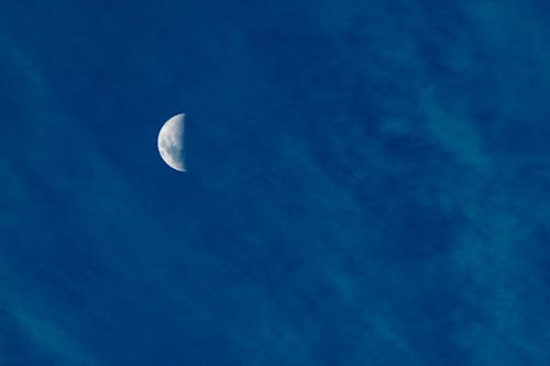 Free White Moon in Blue Sky Stock Photo