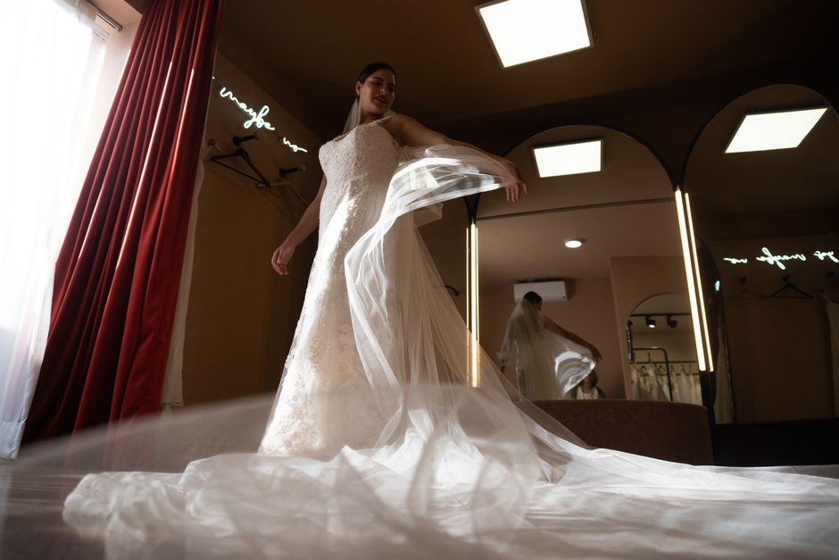 Beautiful wedding dress protection