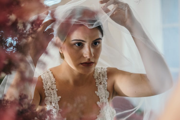 A Bride Raising Her Veil