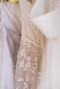 White and Brown Floral Textile