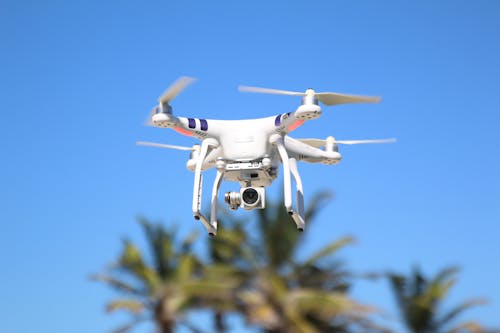 A Drone Camera Flying in the Sky