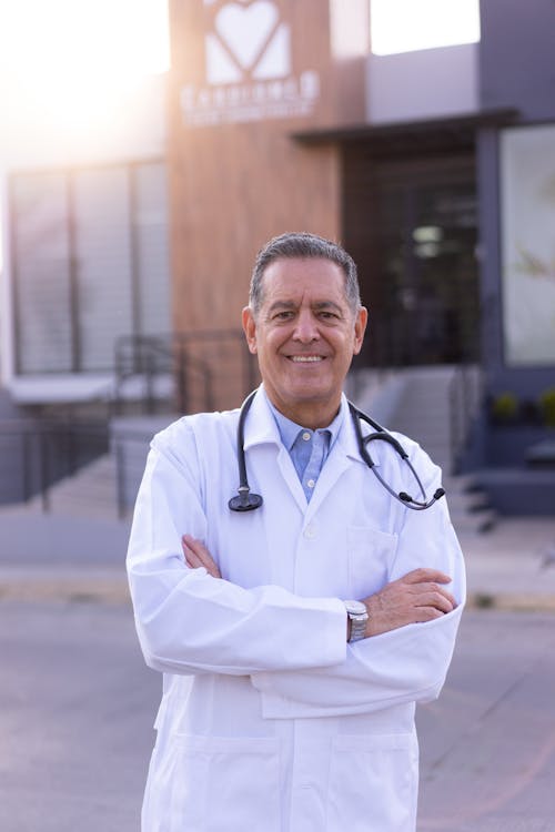 Man in a Lab Coat with His Arms Crossed