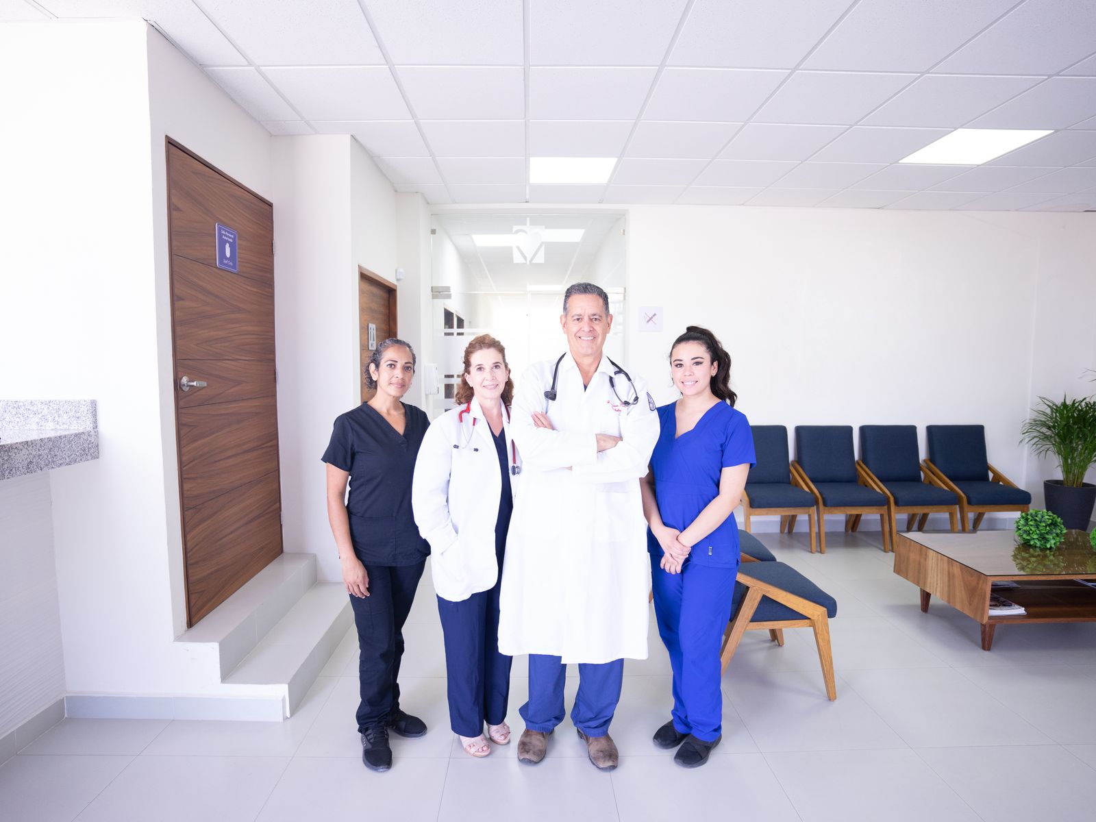 Doctors and clinical staff collaborating in a modern healthcare practice