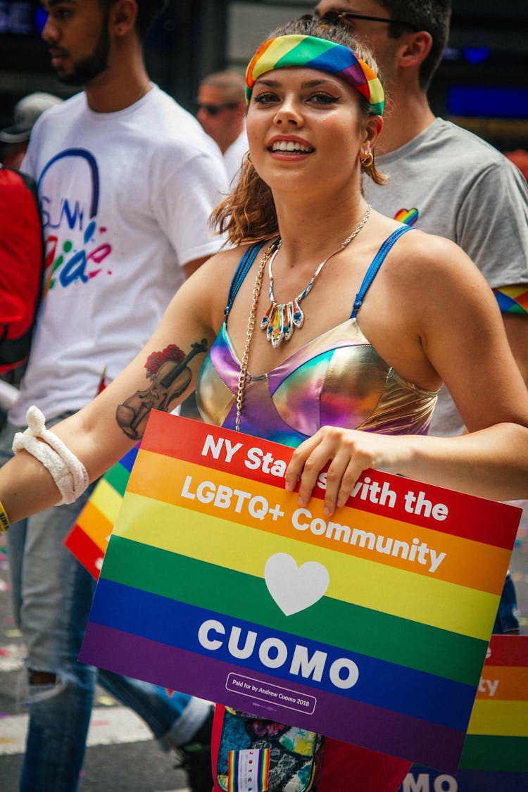 Woman Wearing A Colorful Bandana