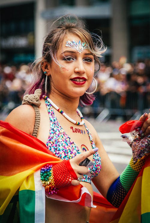Woman Wearing a Colorful Costume