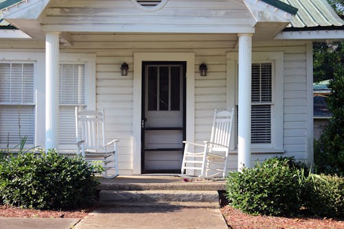Free stock photo of doors, porch, rocking chairs