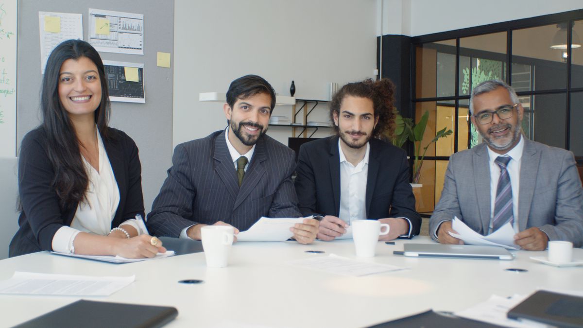 A diverse group of business professionals having a meeting