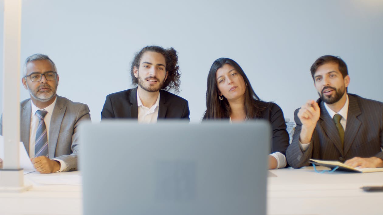 Free Group of People in a Meeting Stock Photo