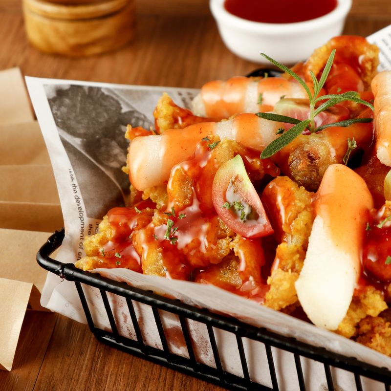 Air Fryer Crispy Chicken Skin and Tomato Sauce