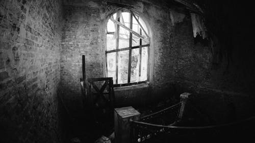 Free Monochrome Photo of Interior of an Abandoned House Stock Photo