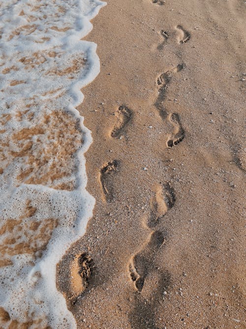 Foto d'estoc gratuïta de petjades, platja, sorra de platja