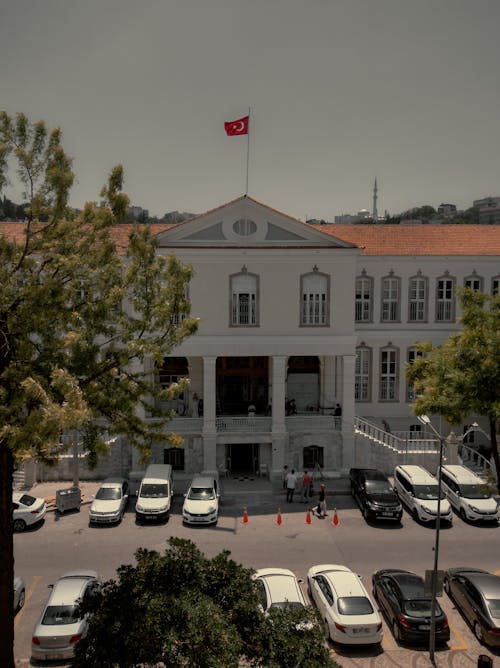 Building Facade with a Turkish Flag on Top 
