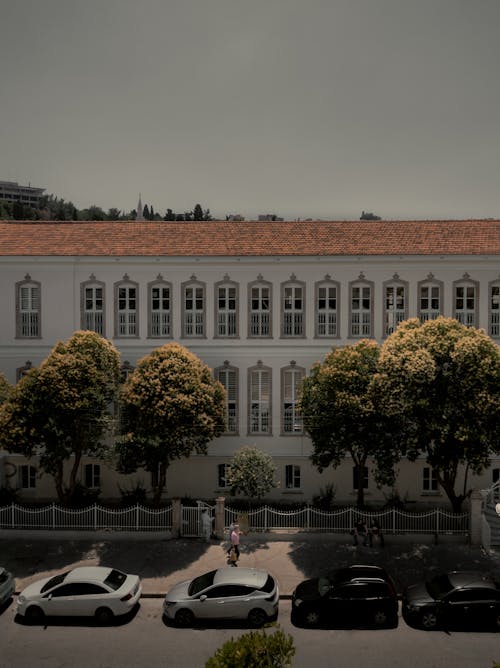 High Angle View of a Classic Building Facade in City 