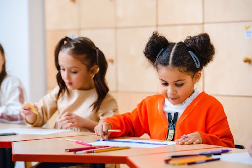 Foto profissional grátis de alunos, dentro de casa, desenho