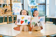 Students showing their Artwork