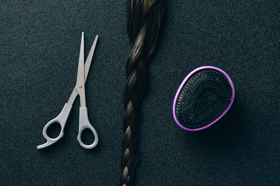 hair braiding products laid out salon