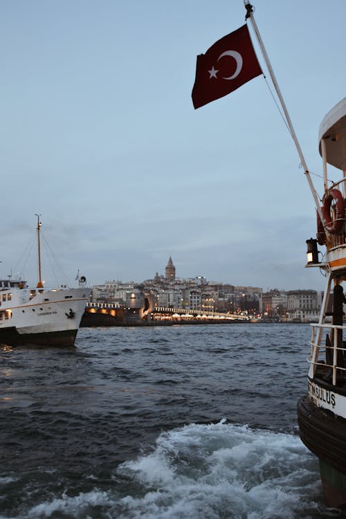 Ferry Boats in Istanbul Harbor, Turkey